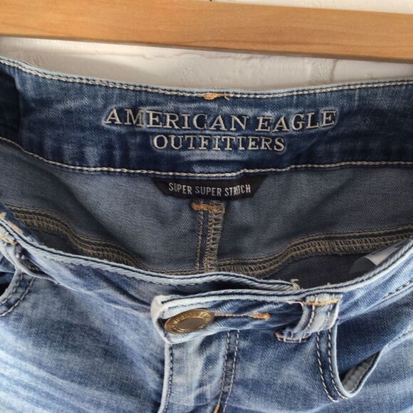 aeo midi shorts distressed stretchy denim coastal cowgirl size 0 - Picture 4 of 9